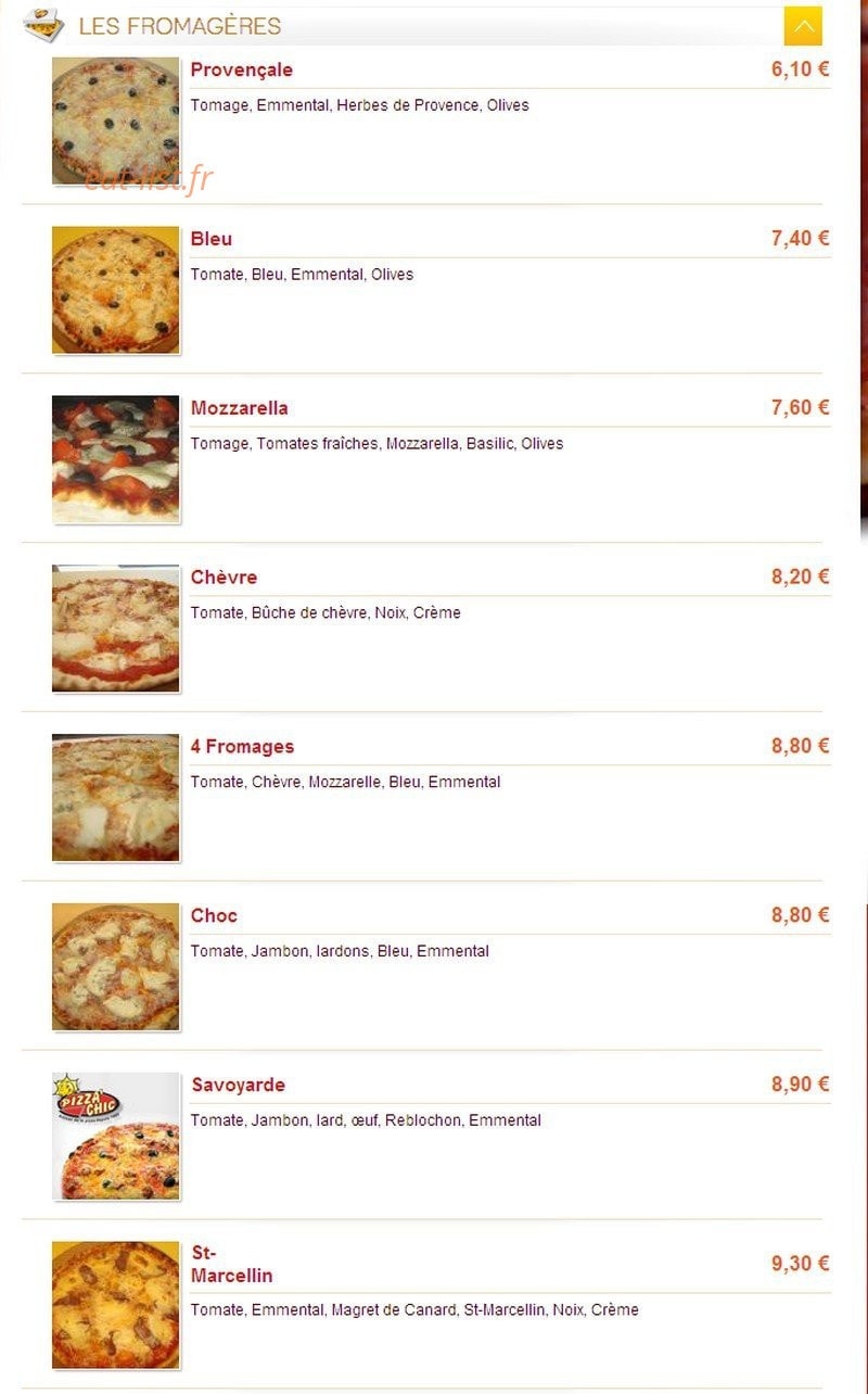 Pizza'Chic — carte page 2