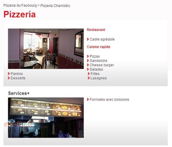 Pizzeria du Faubourg — carte page 2