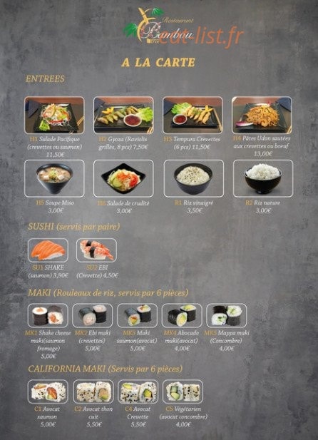 Restaurant Bambou D’Or — carte page 1
