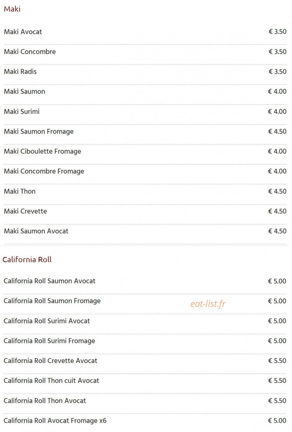 Sushi D'or — carte page 2