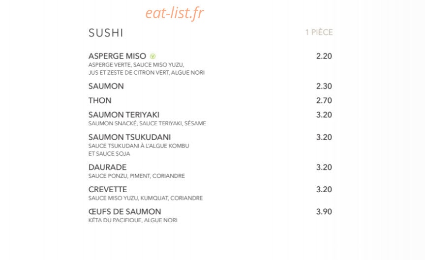 Sushi Shop — carte page 19