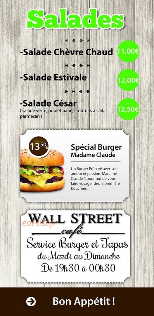 Wall Street Café — carte page 3