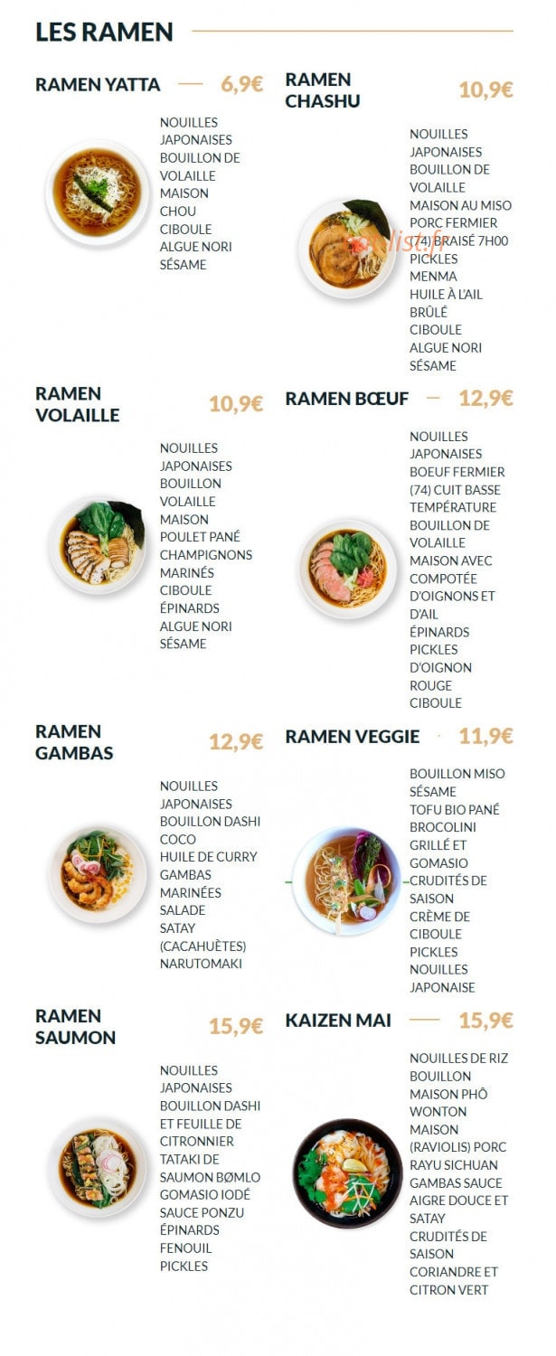 Yatta Ramen — carte page 2