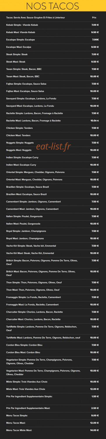 Allo tacos Allo pizza — carte page 3