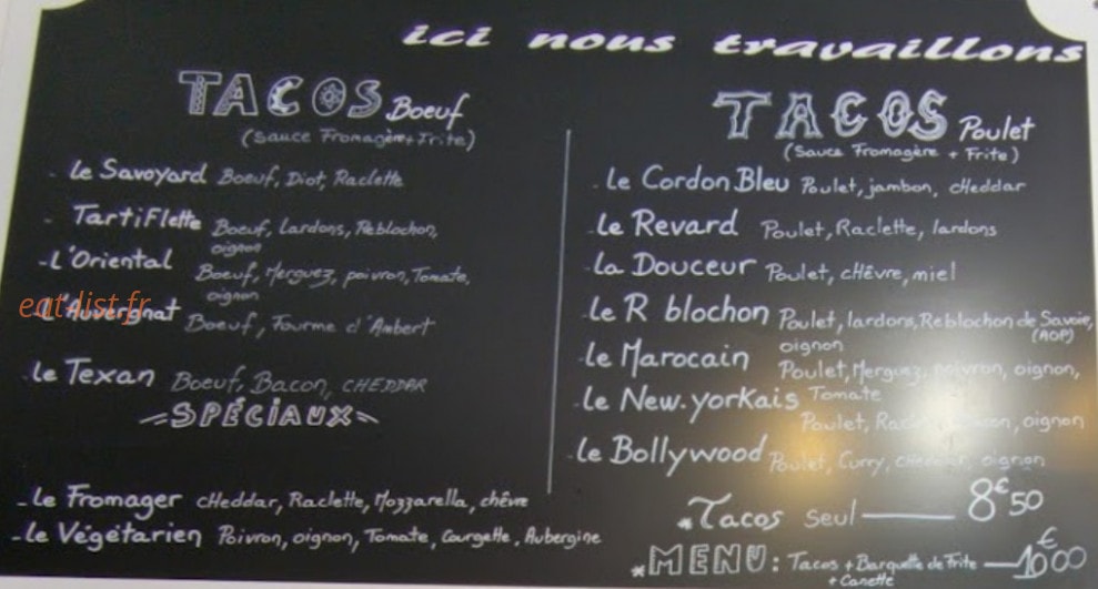 Au Tillet Gourmand — carte page 1