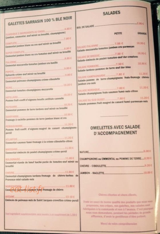 Aux crêpes gourmandes — carte page 1