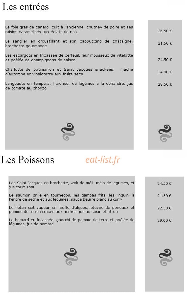 La bonne fourchette — carte page 1