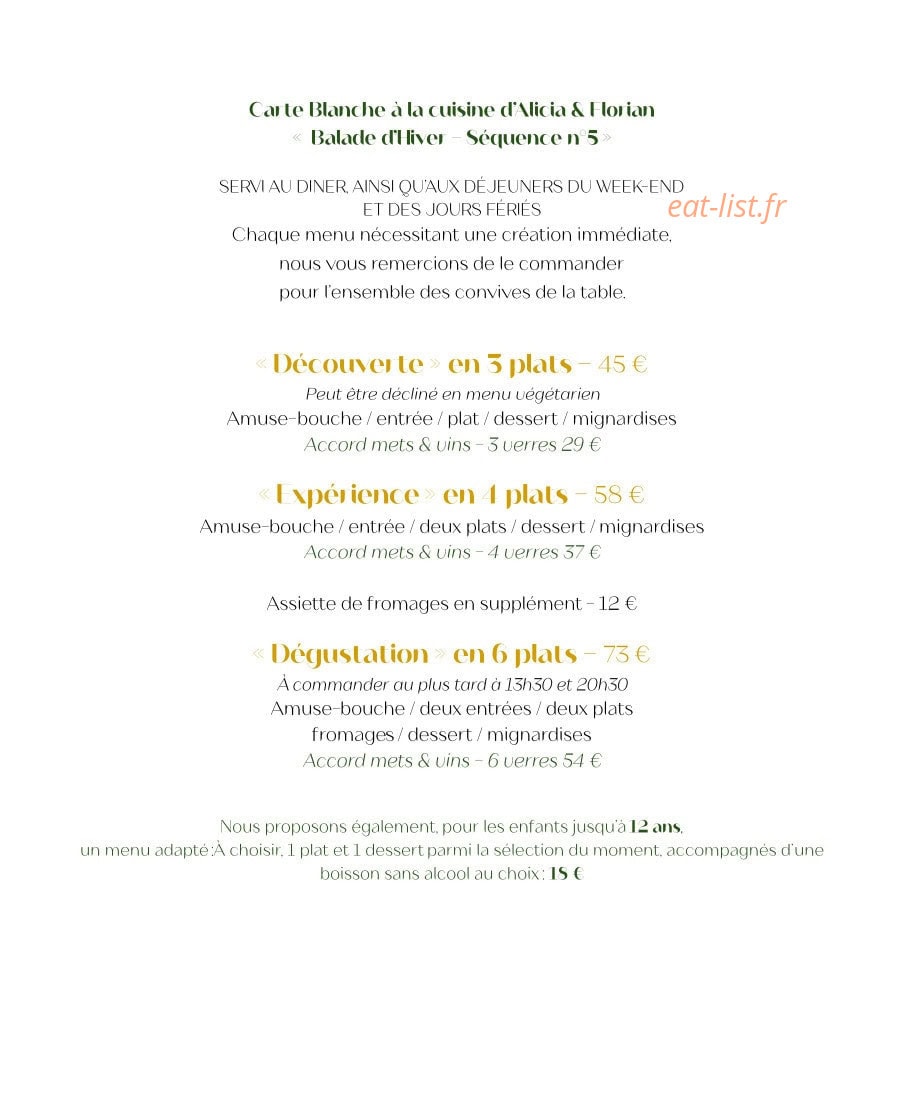 La Table Floralie — carte page 1
