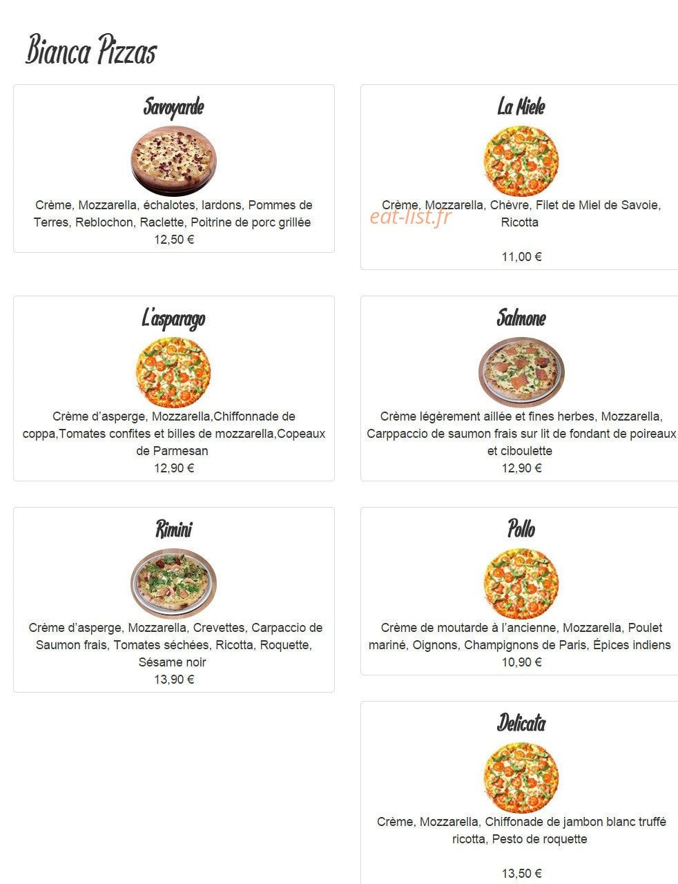 Le 9 Pizza — carte page 3