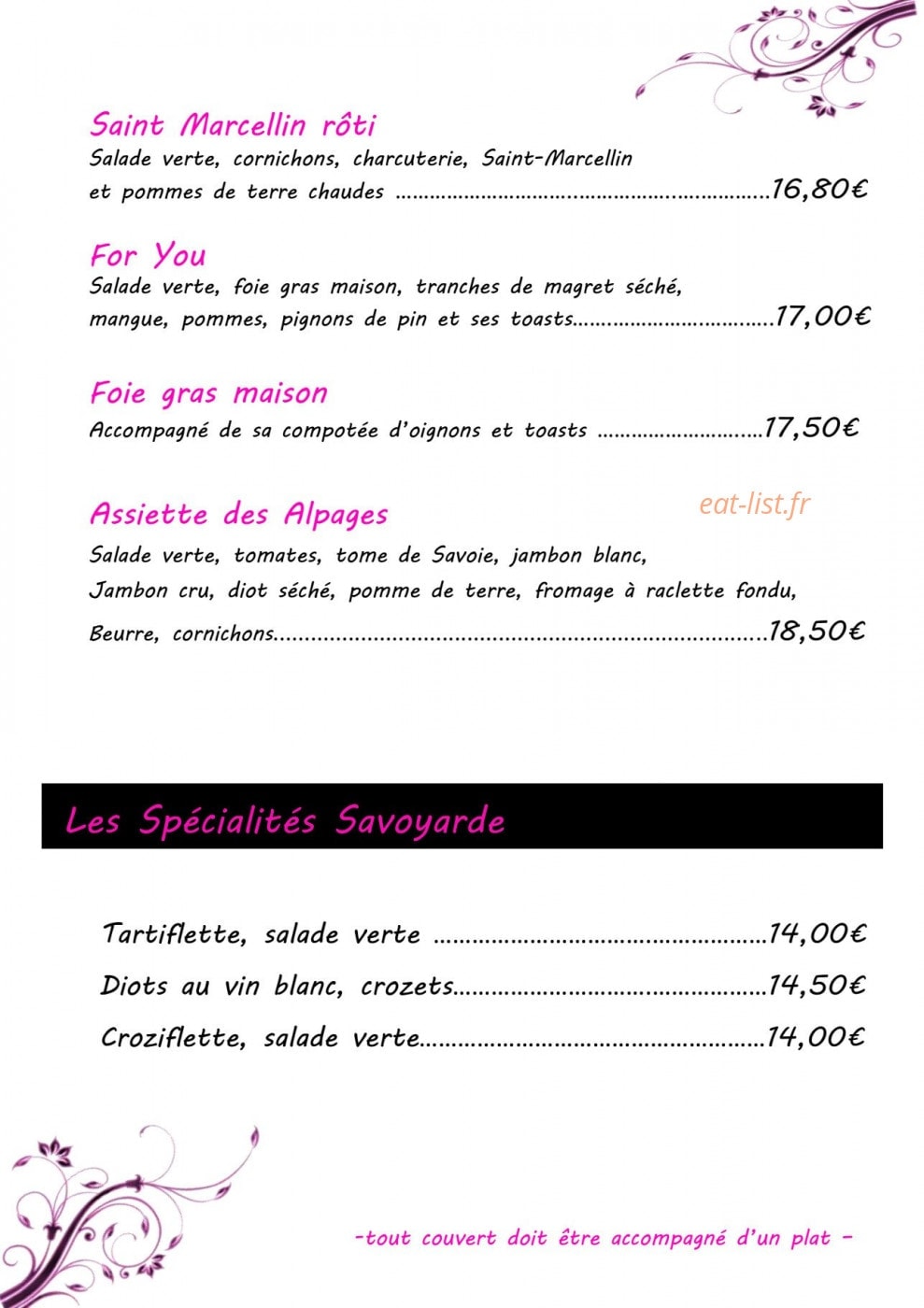 Le For You — carte page 3
