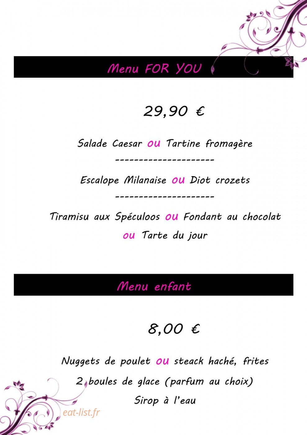 Le For You — carte page 8