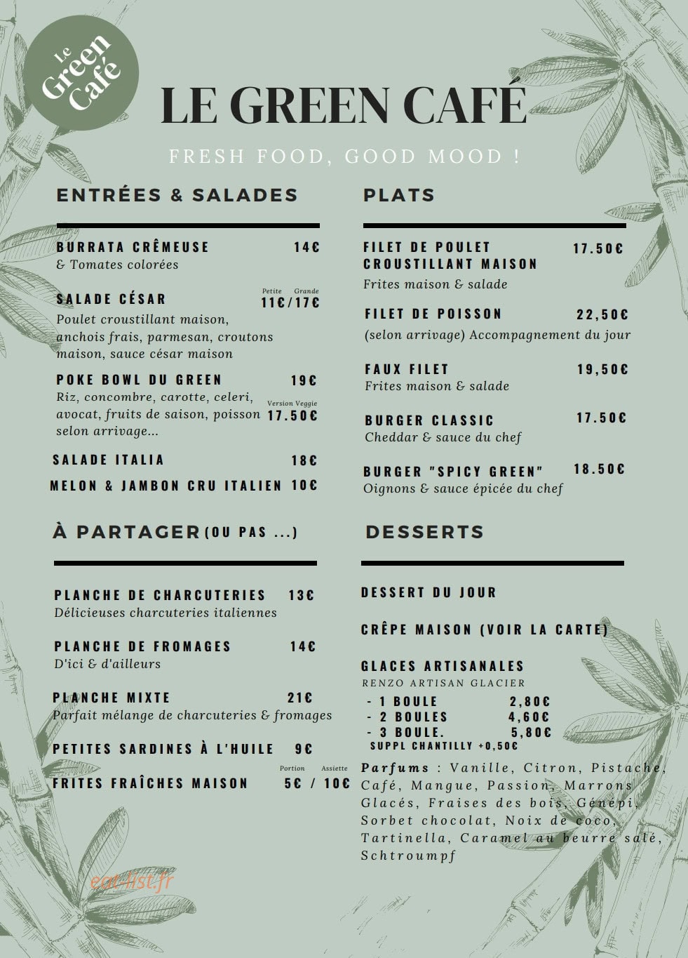 Le Green Café — carte page 1