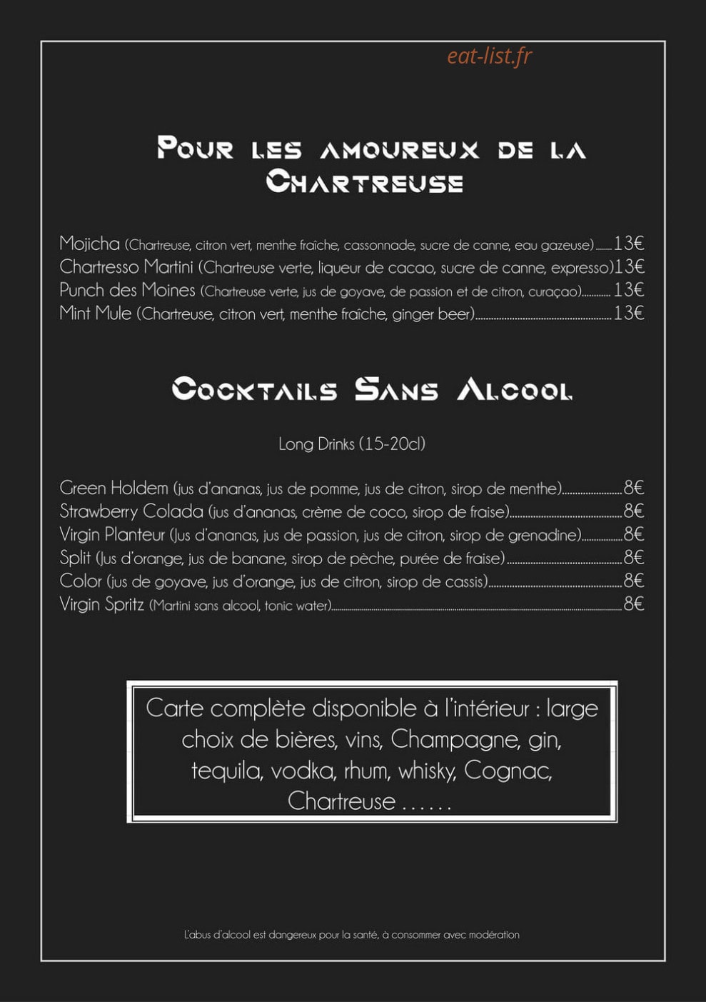 Le Lounge — carte page 1