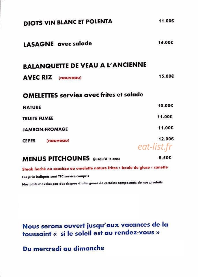 Ô Lac Gourmand — carte page 3