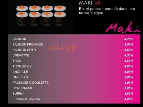 Okiddo sushi — carte page 1