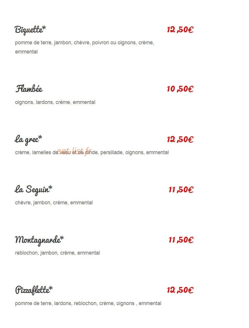 Pizza Chic — carte page 2