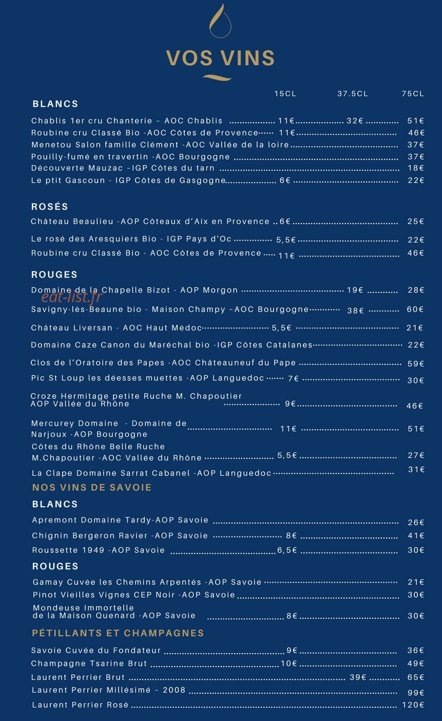Restaurant Biõz — carte page 5