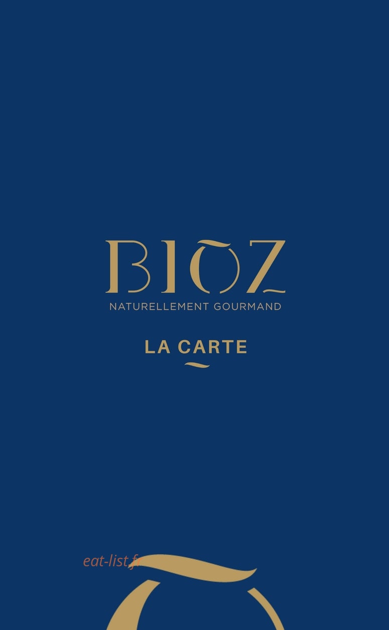 Restaurant Biõz — carte page 1