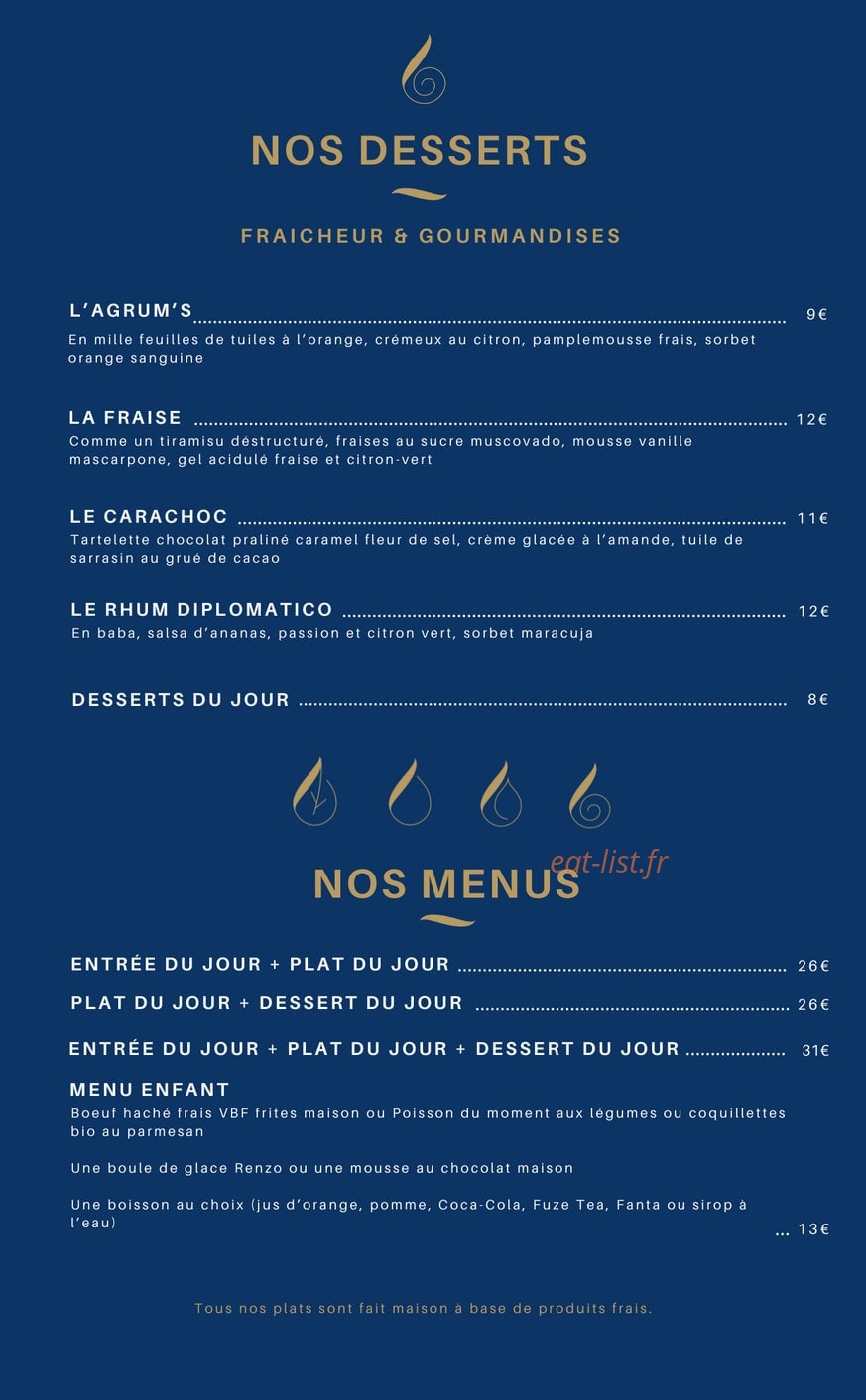 Restaurant Biõz — carte page 3