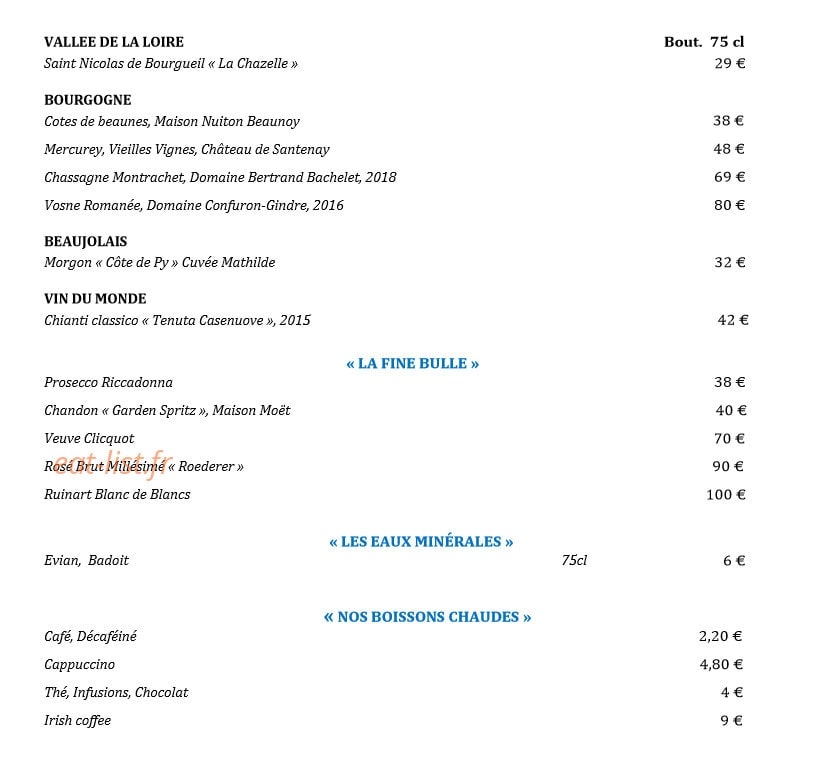 Restaurant de la plage — carte page 10