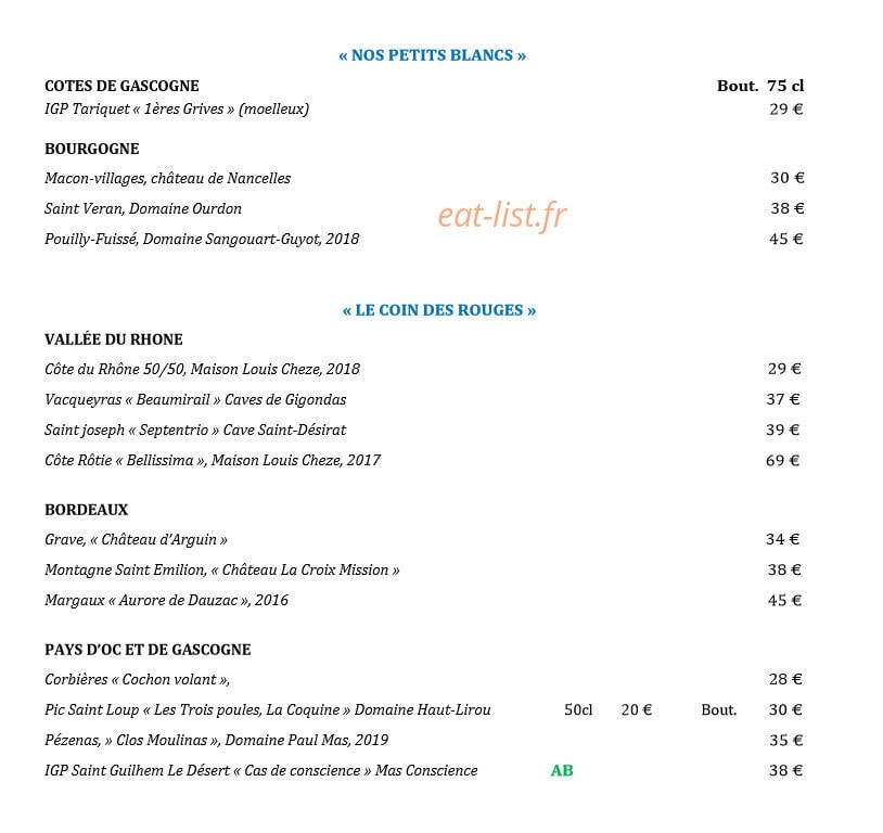 Restaurant de la plage — carte page 9