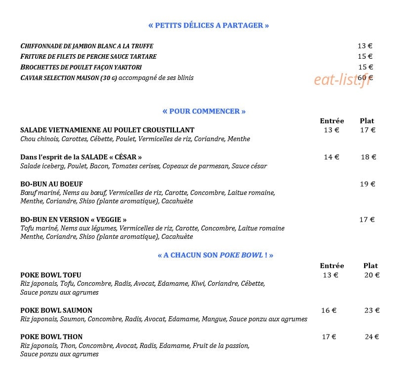 Restaurant de la plage — carte page 2