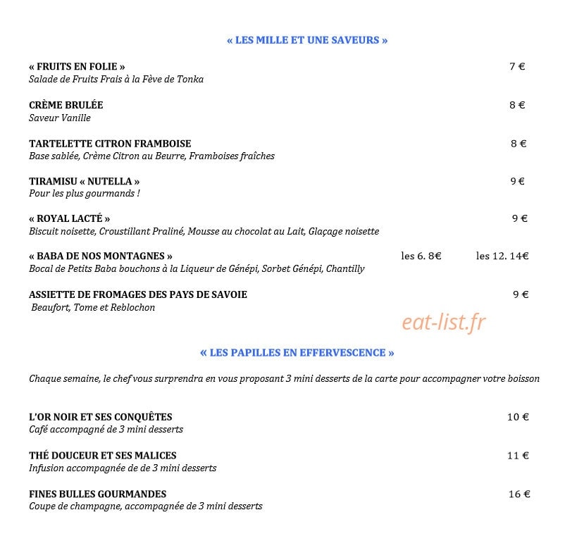 Restaurant de la plage — carte page 5