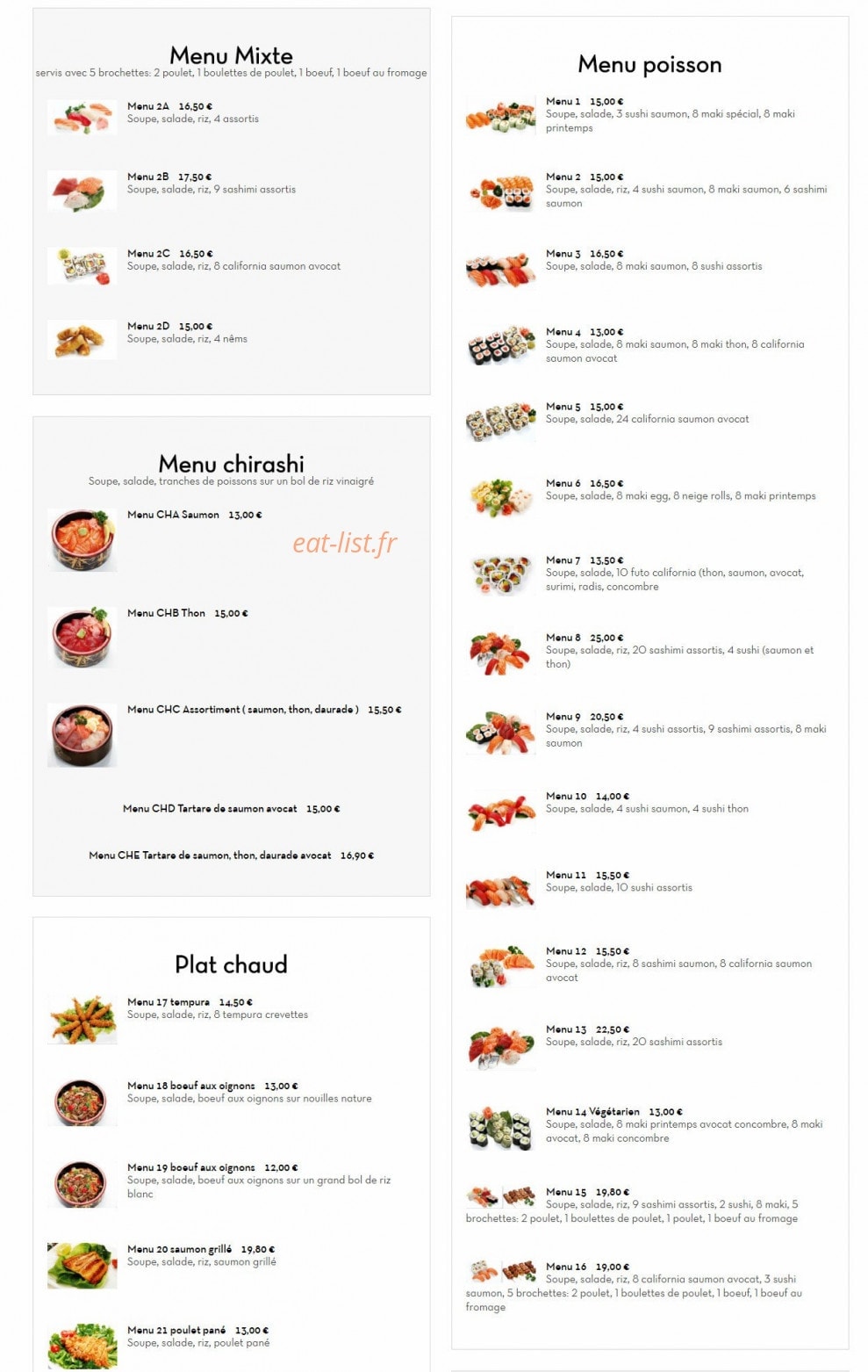 Yoshi Sushi — carte page 5