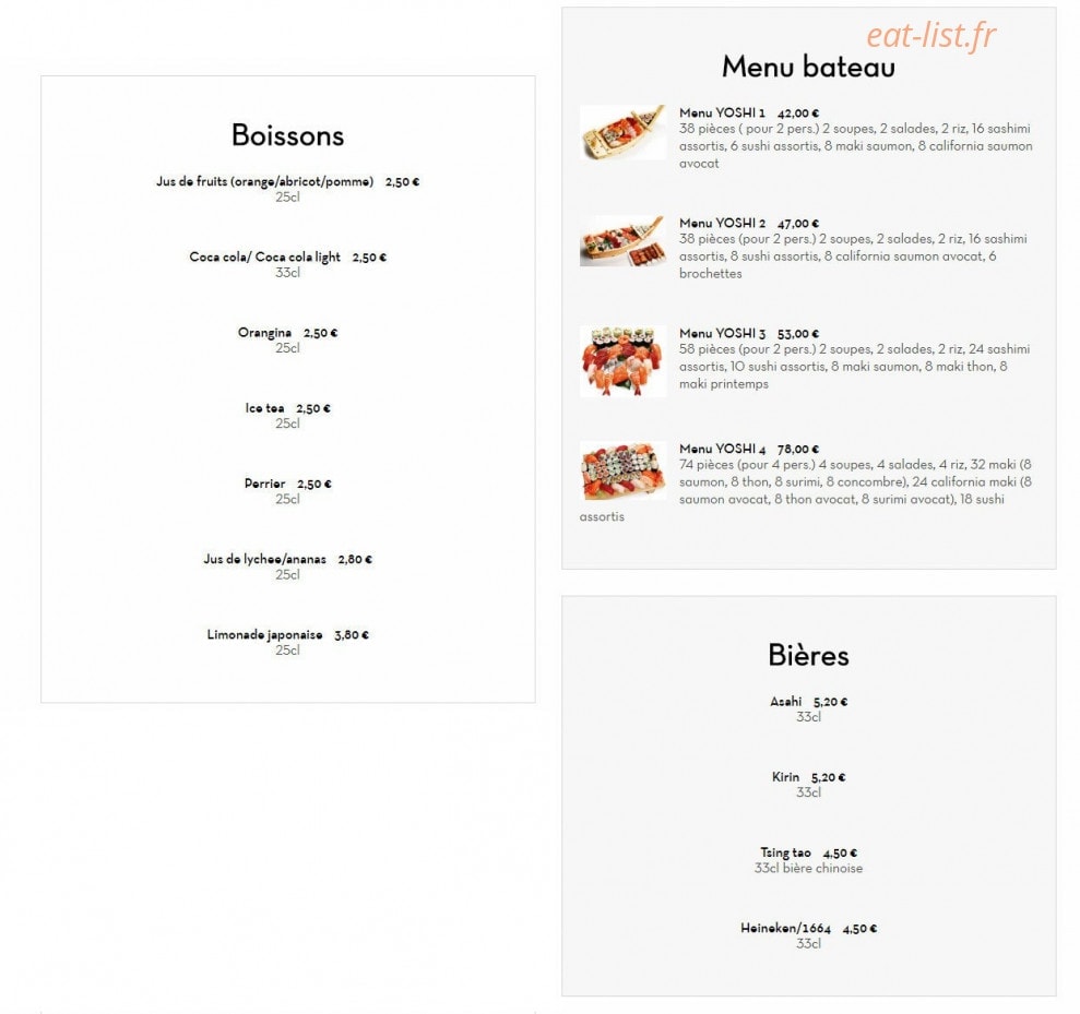 Yoshi Sushi — carte page 6