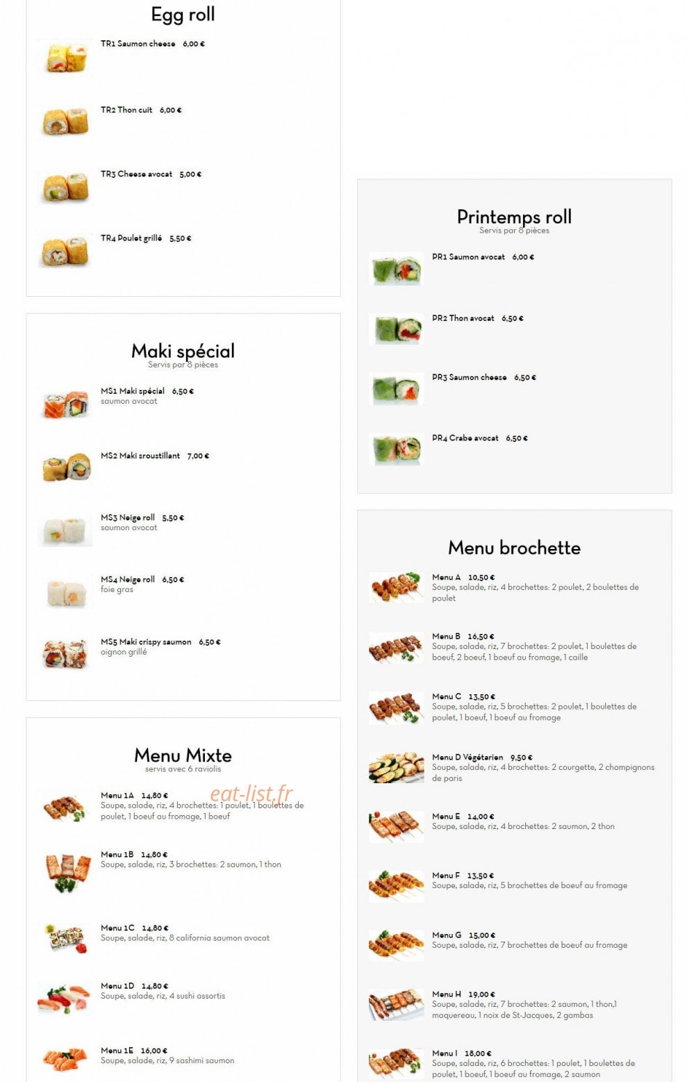 Yoshi Sushi — carte page 4