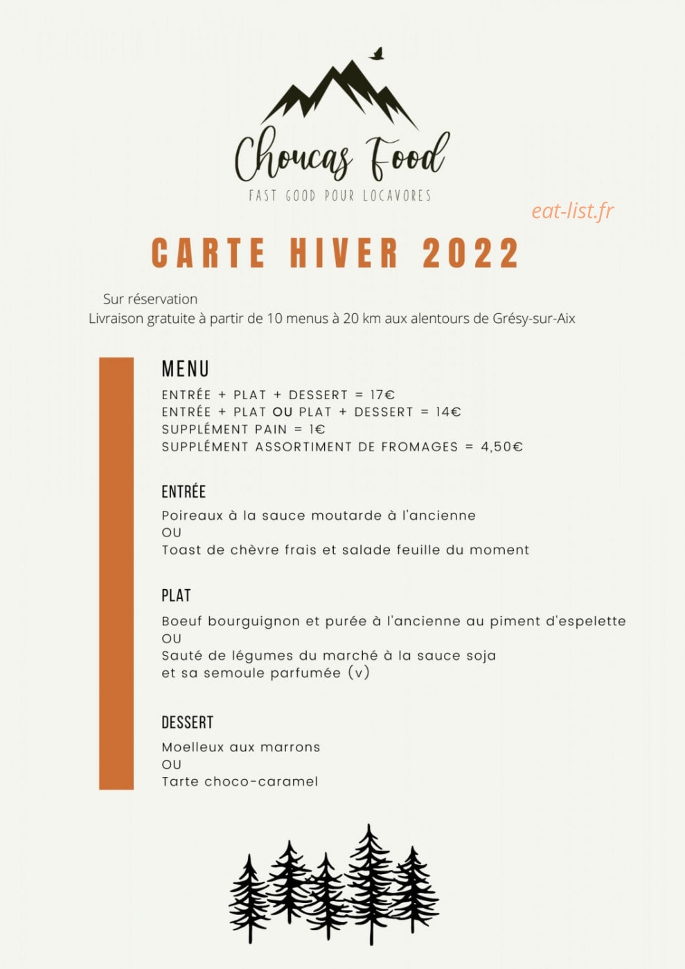 Choucas Food — carte page 1