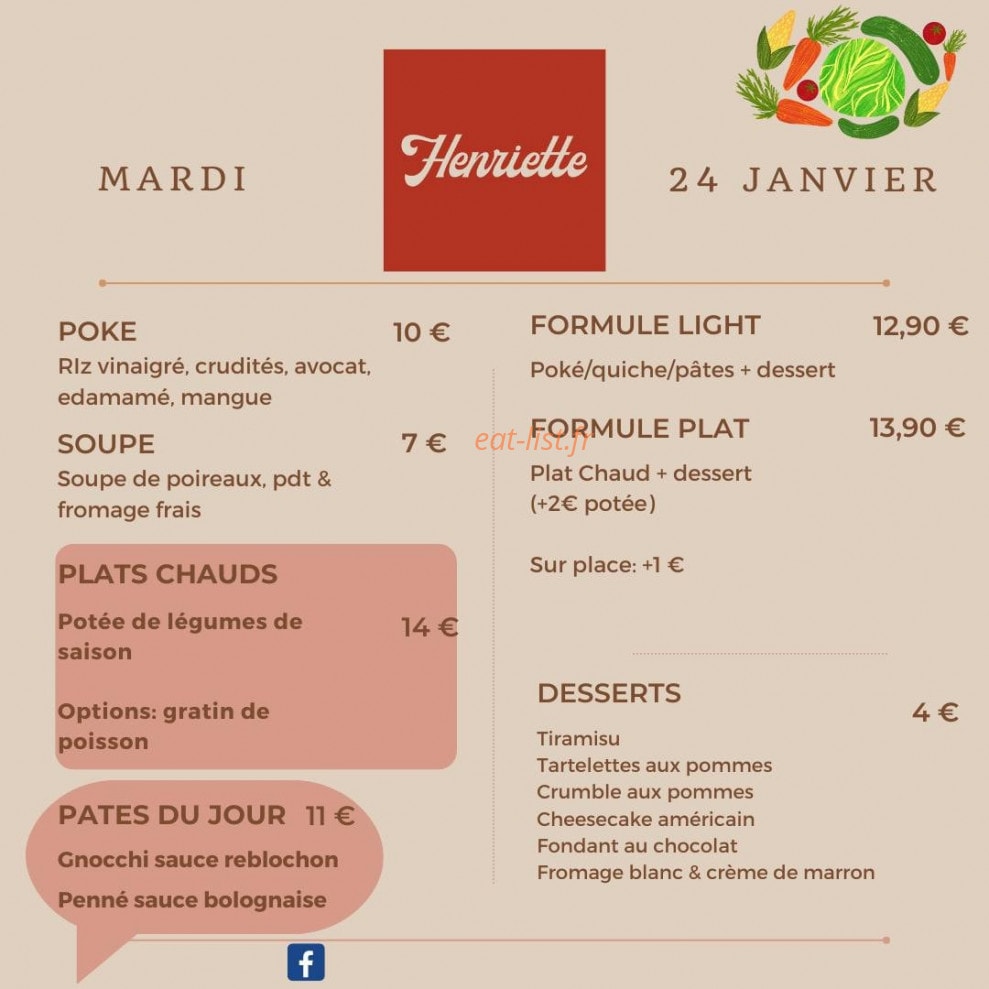 Henriette Cuisine Maison — carte page 1