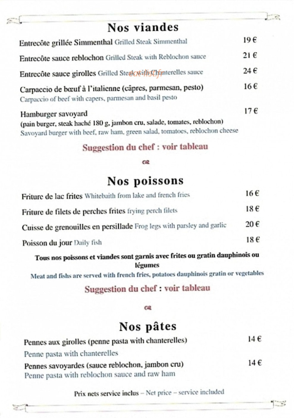 La Popote du lac — carte page 2