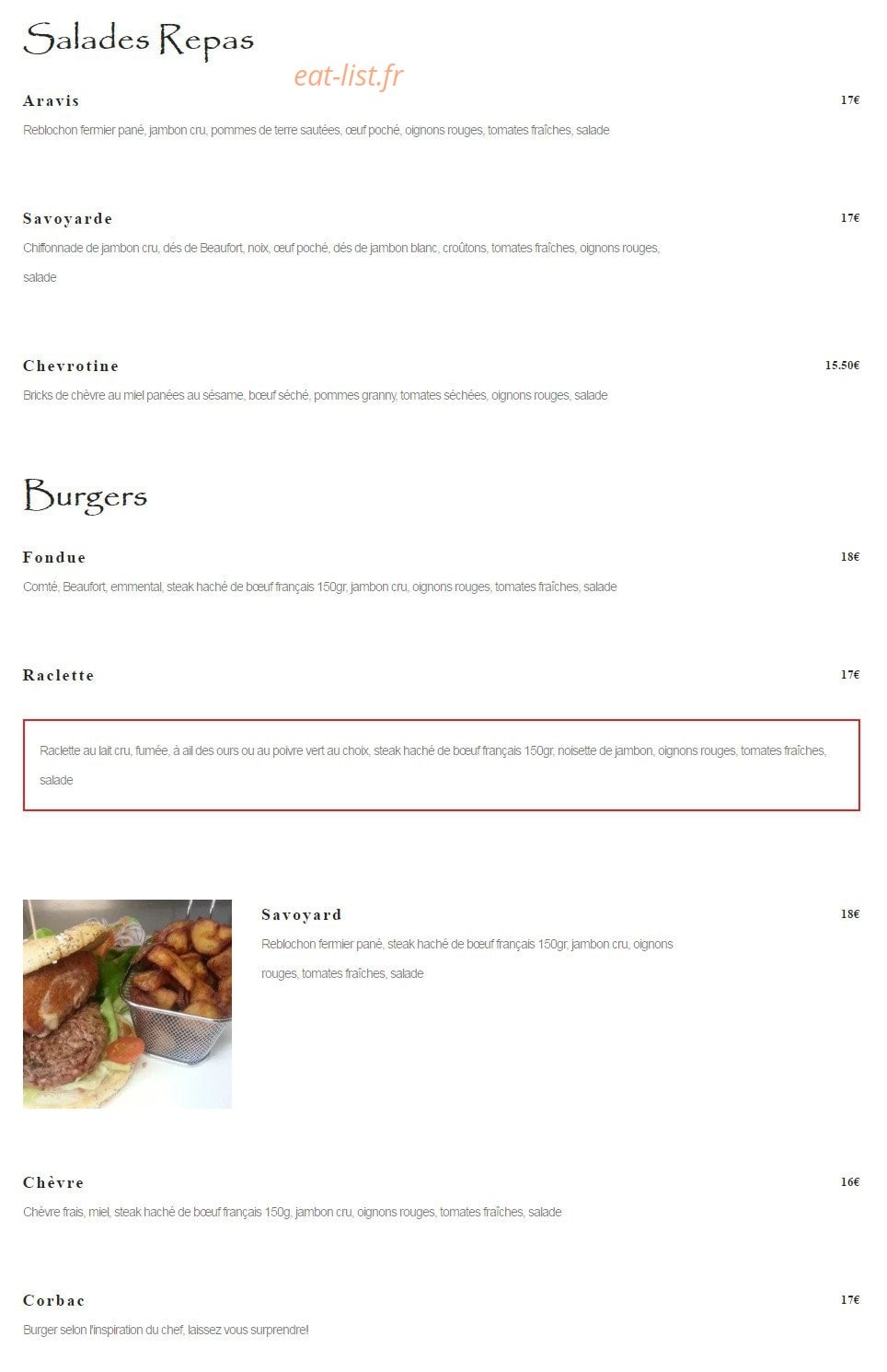 Le Coulant Baraqué — carte page 2