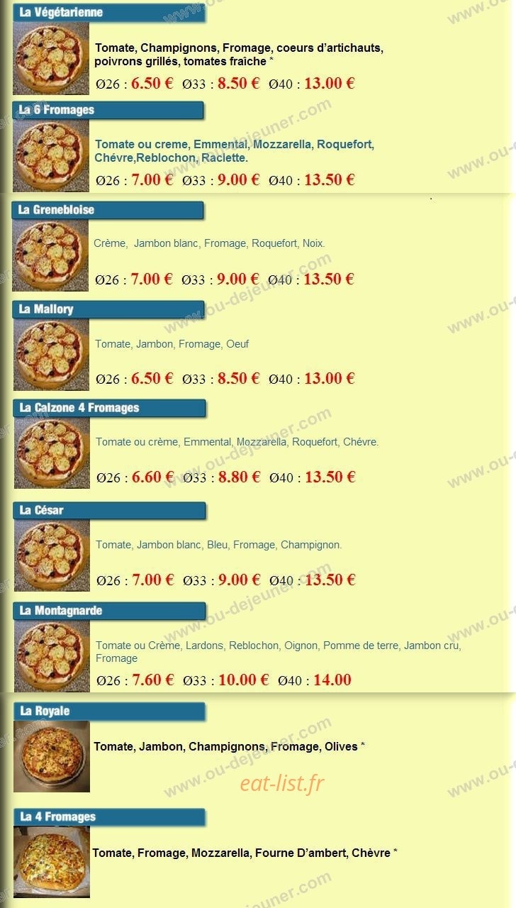 Mailys Pizza — carte page 4