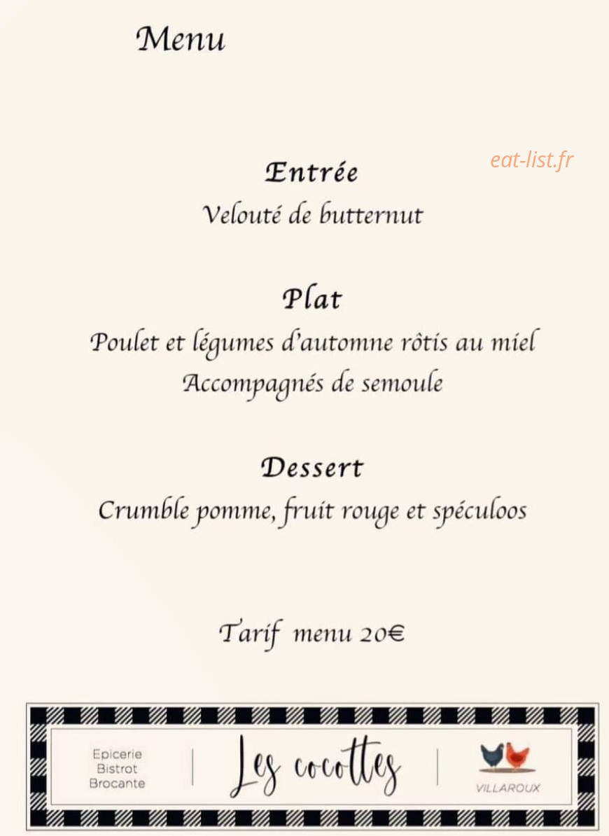 Les Cocottes — carte page 1