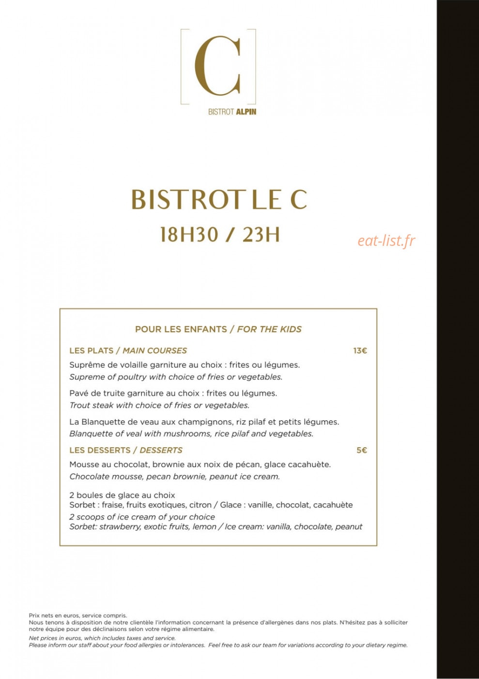 Bistrot Le C — carte page 1
