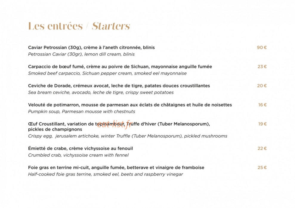 Bistrot Manali — carte page 8