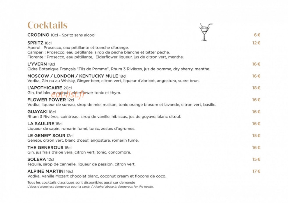Bistrot Manali — carte page 18