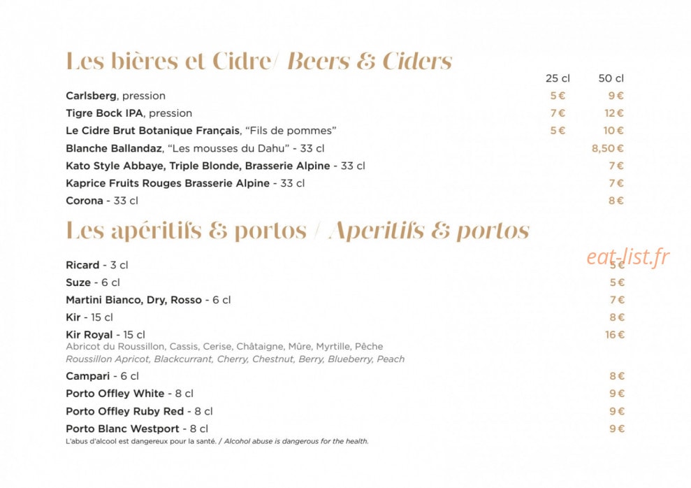 Bistrot Manali — carte page 16