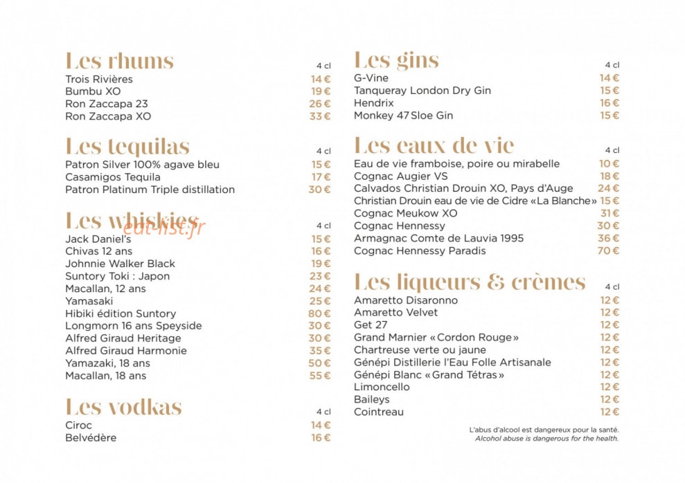 Bistrot Manali — carte page 19