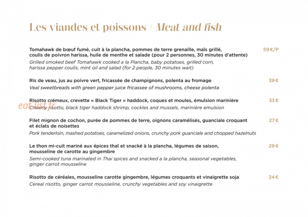 Bistrot Manali — carte page 10