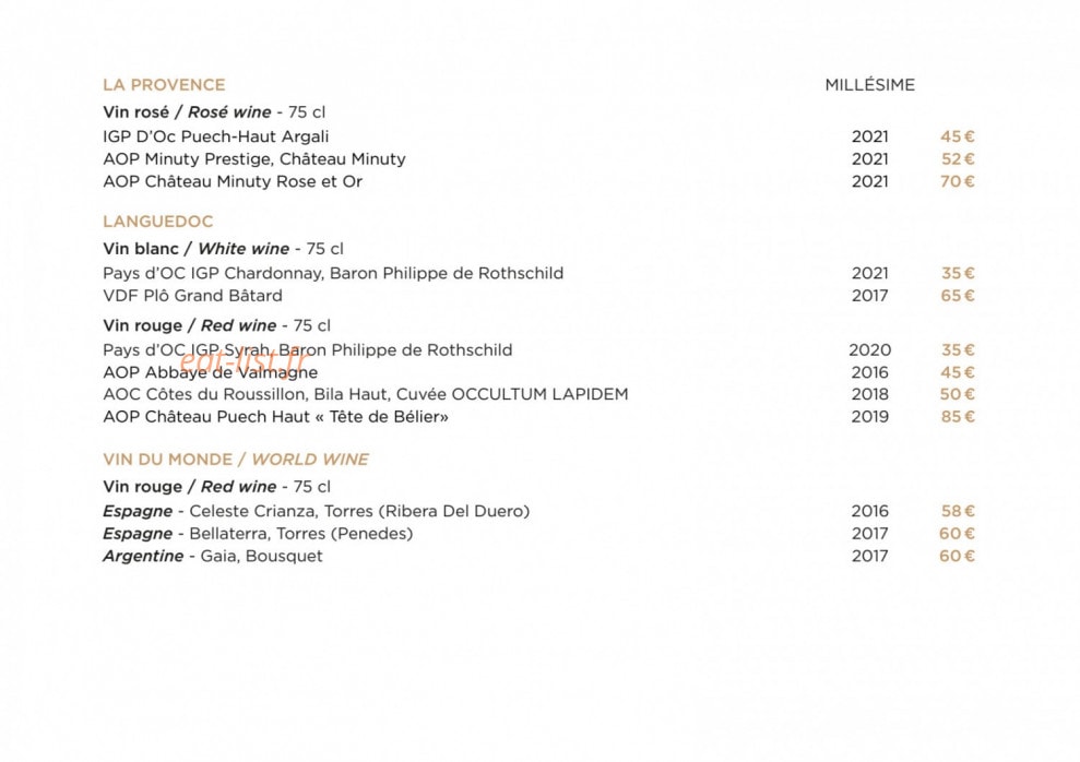 Bistrot Manali — carte page 27