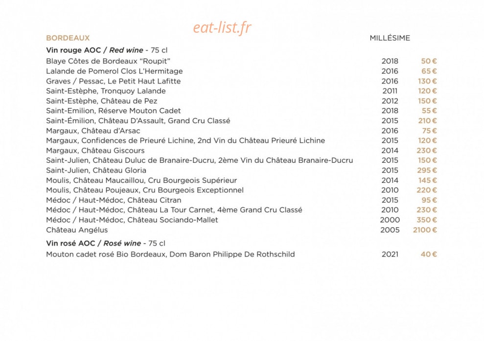 Bistrot Manali — carte page 26