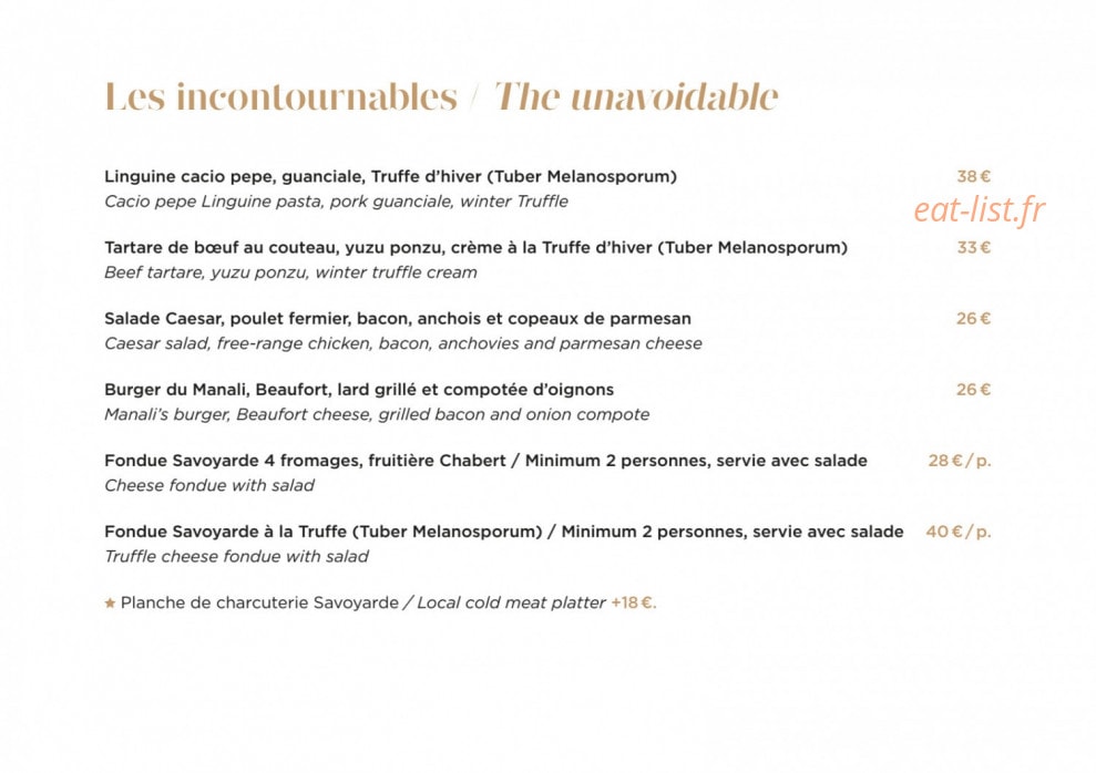 Bistrot Manali — carte page 9