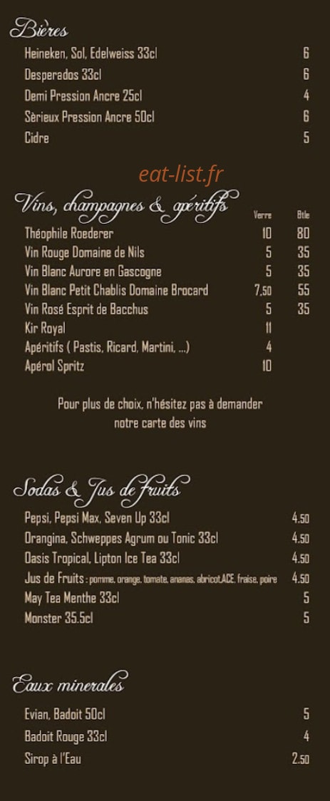 La Casserole — carte page 1