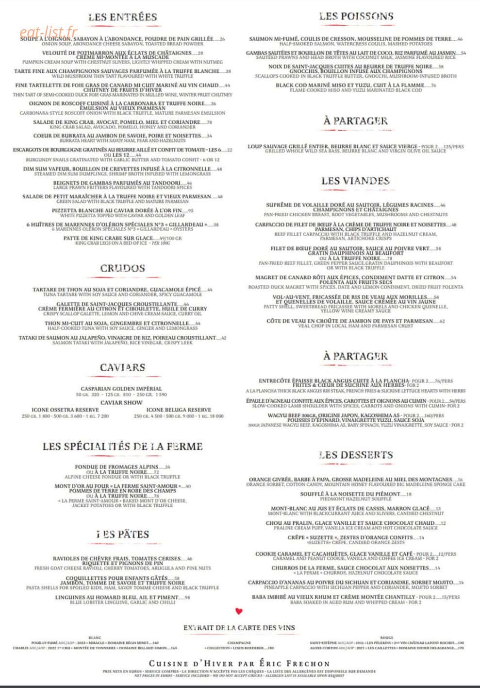 La Ferme Saint-Amour — carte page 1