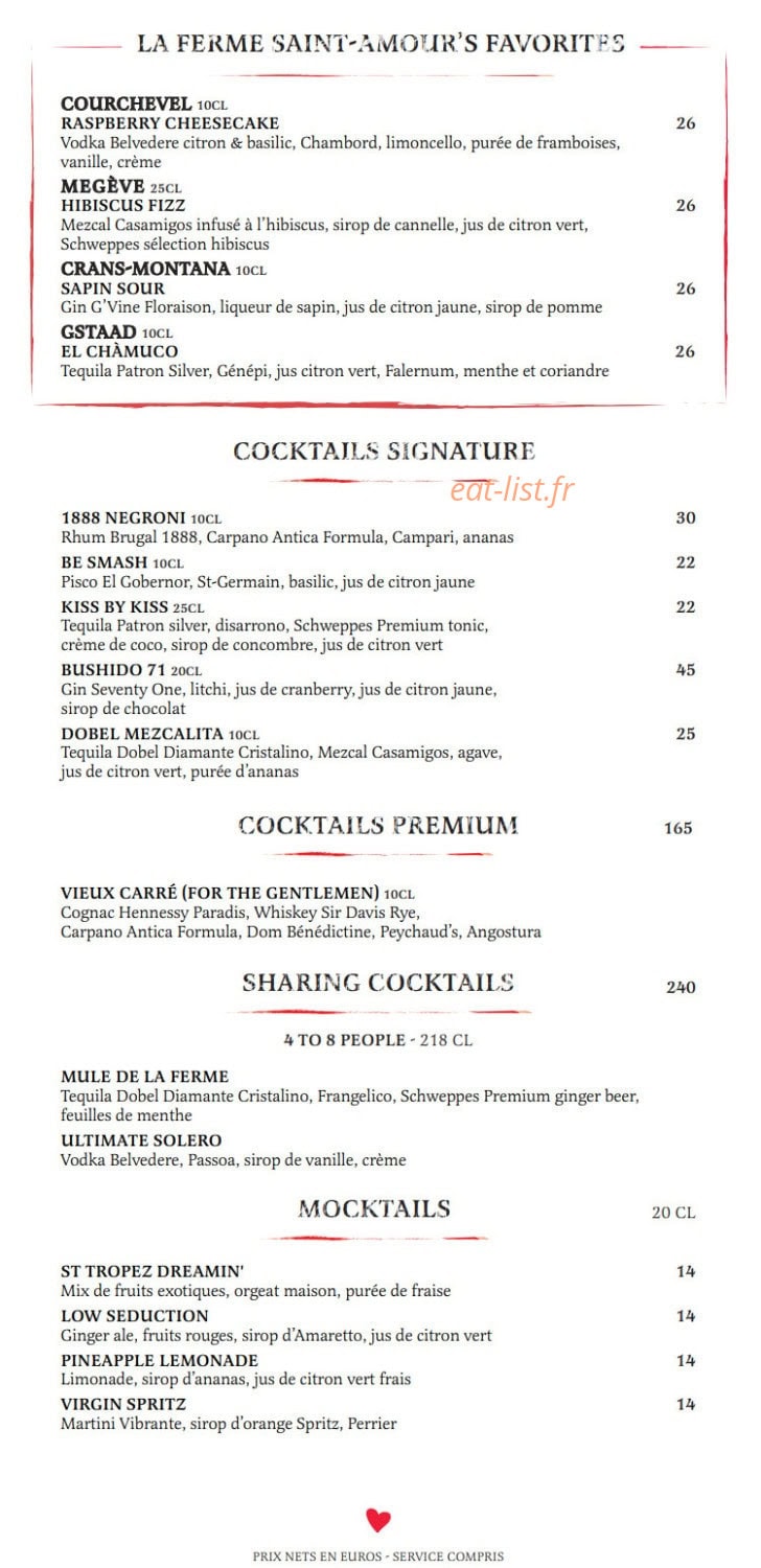 La Ferme Saint-Amour — carte page 4