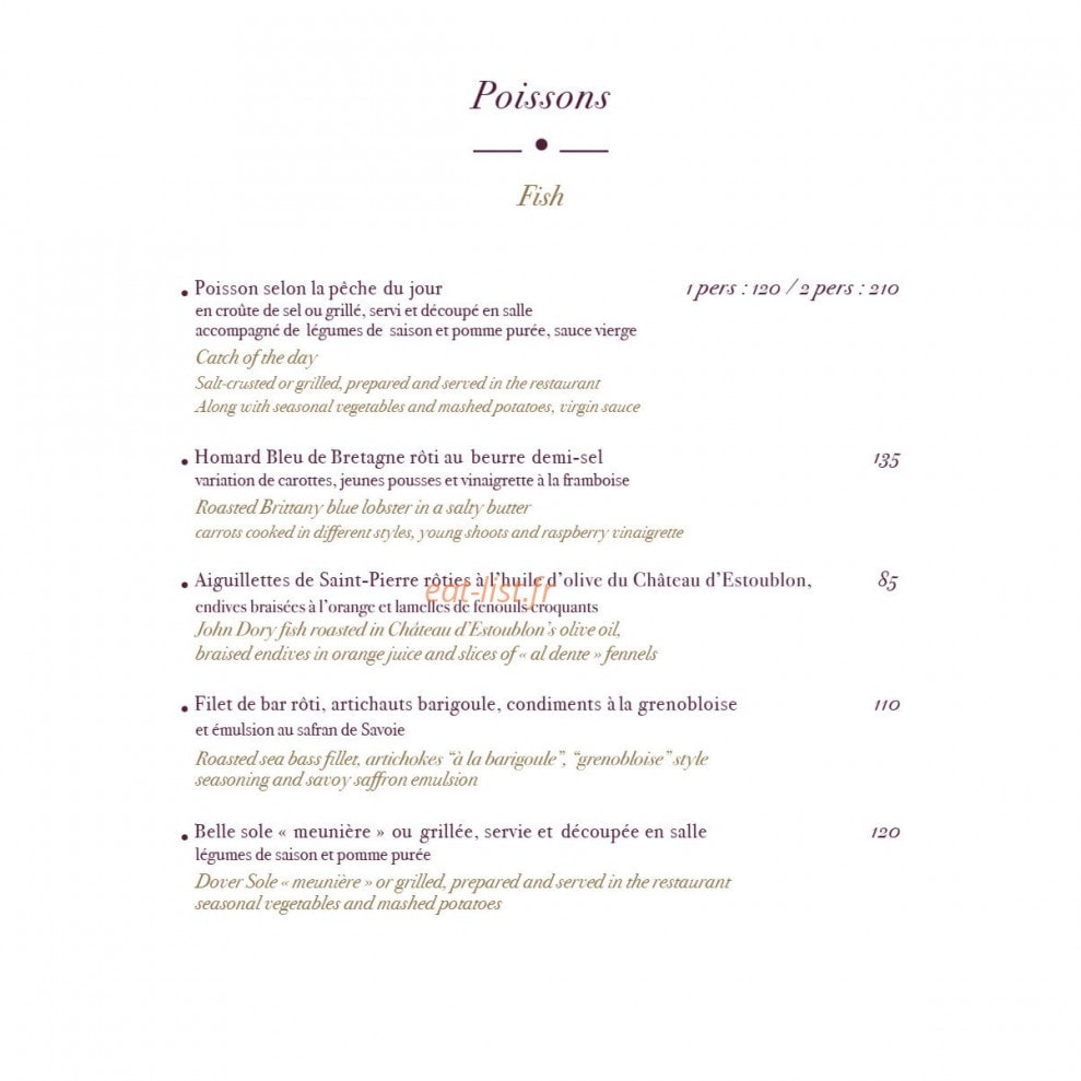 La Table des Airelles — carte page 6