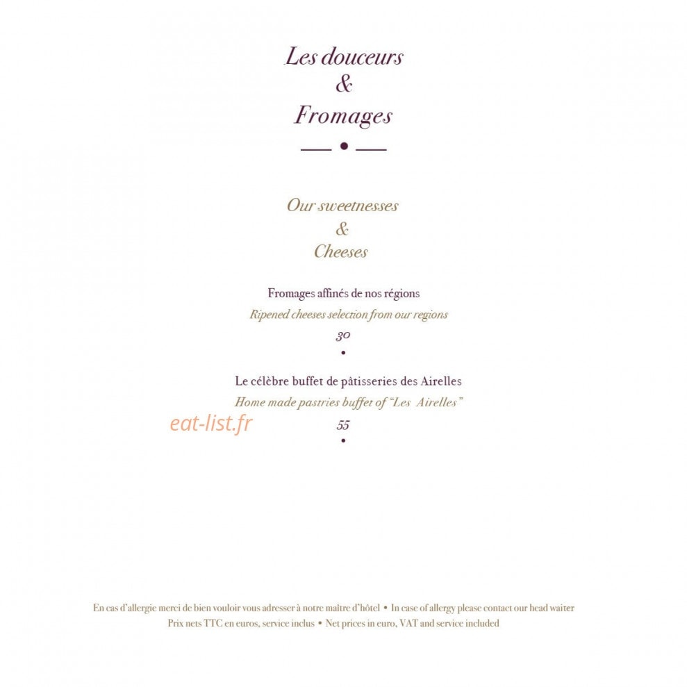 La Table des Airelles — carte page 9